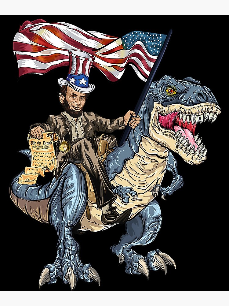 Abe Lincoln Murica T- Rex Shirt Funny 4th Of July Usa Flag