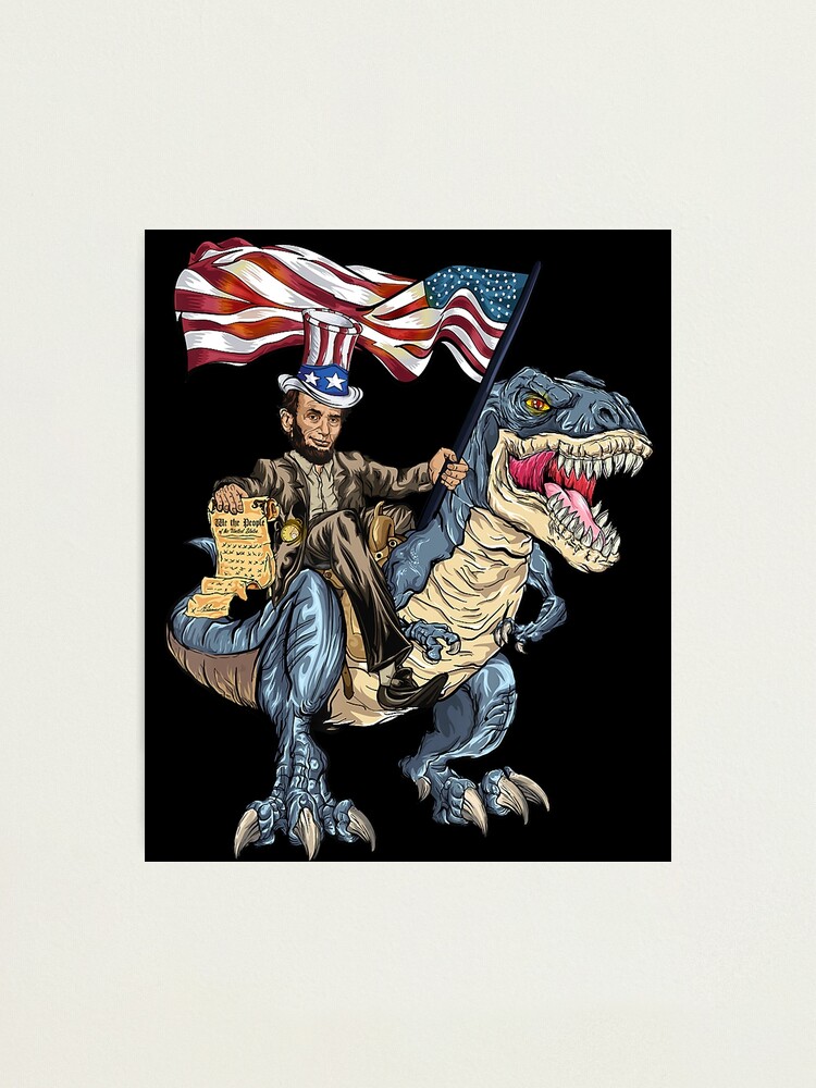 Abe Lincoln Murica T- Rex Shirt Funny 4th Of July Usa Flag