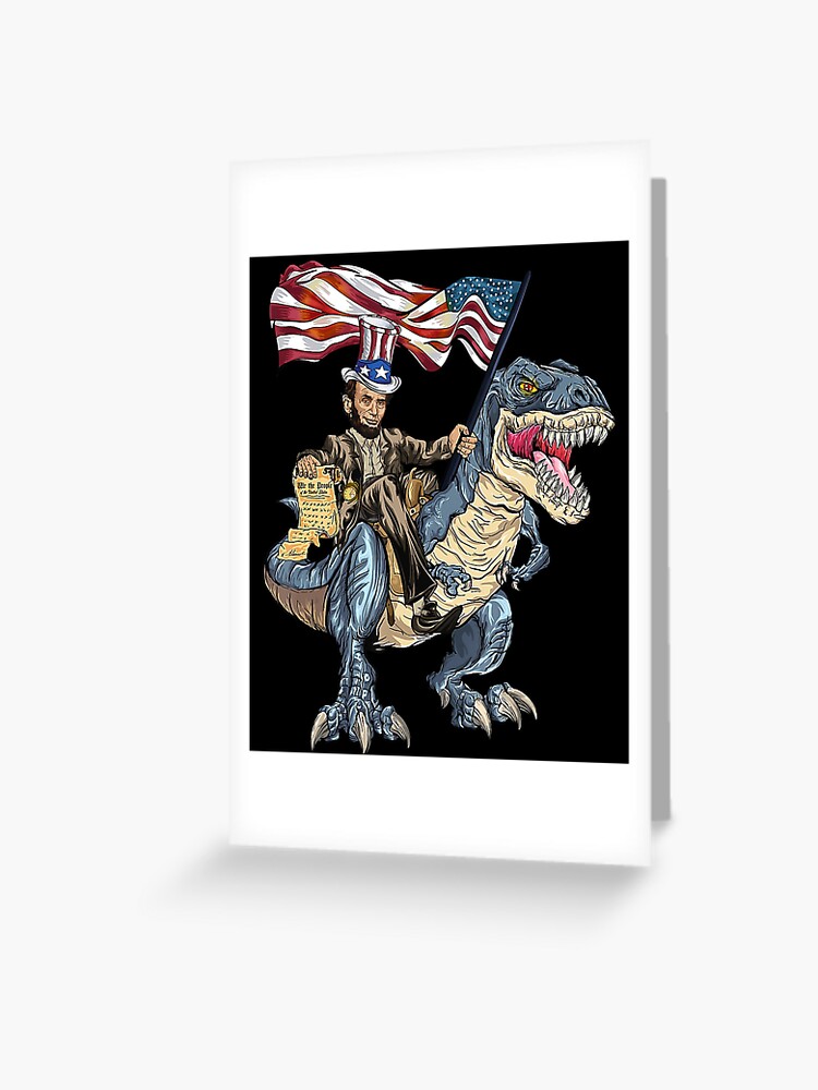 Abe Lincoln Murica T- Rex Shirt Funny 4th Of July Usa Flag