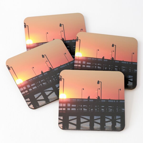 Item preview, Two fishermen sillouhetted on the pier at sunrise designed and sold by Timothy Gass.
