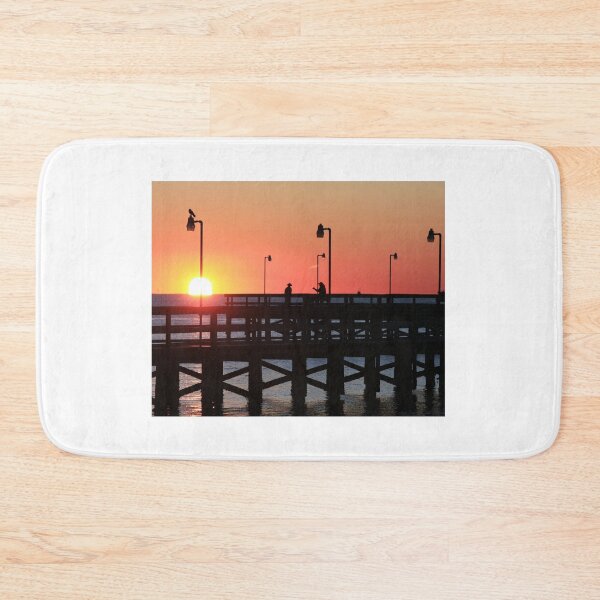 Item preview, Two fishermen sillouhetted on the pier at sunrise designed and sold by Timothy Gass.
