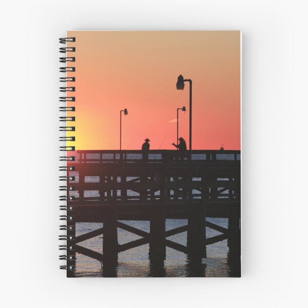 Item preview, Two fishermen sillouhetted on the pier at sunrise designed and sold by Timothy Gass.