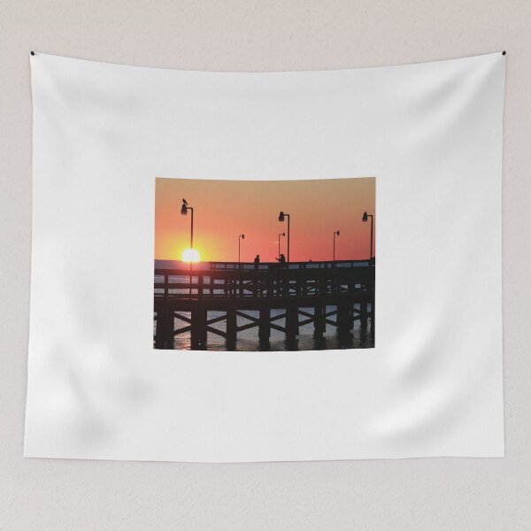 Item preview, Two fishermen sillouhetted on the pier at sunrise designed and sold by Timothy Gass.