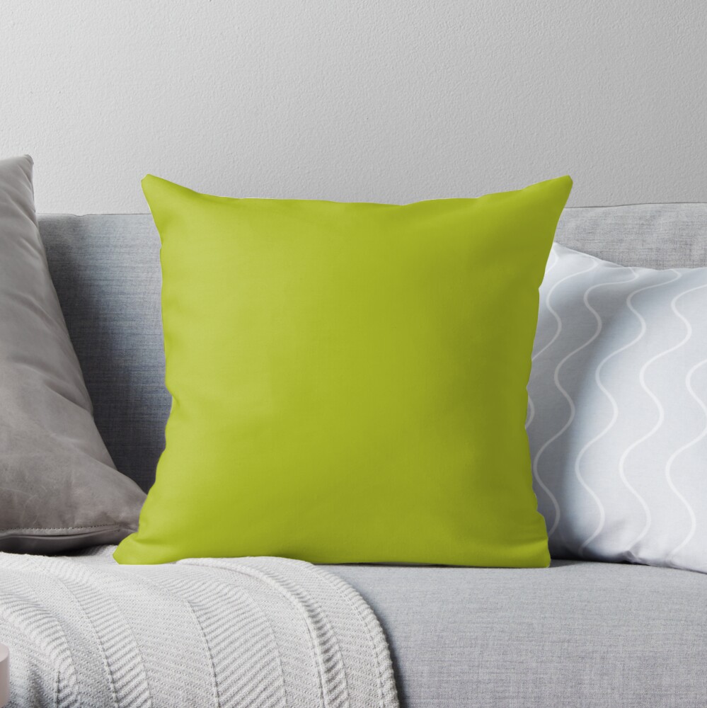 PLAIN SOLID ACID GREEN - 100 SHADES OF GREEN ON OZCUSHIONS Throw Pillow