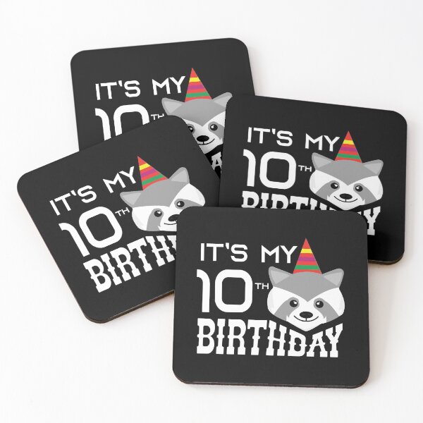 Item preview, It's My 10th Birthday 10 Years Old Raccoon Child B-day Party print designed and sold by Grabitees.