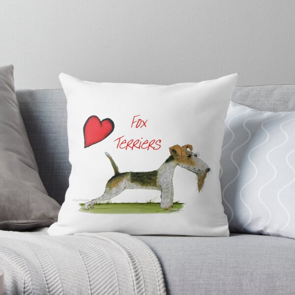 i love fun fox terriers, tony fernandes Throw Pillow