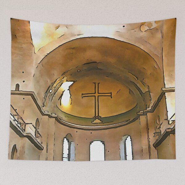 Item preview, Golden Cross Of The Hagia Eirene Constantinople Black Outline Art designed and sold by taiche.