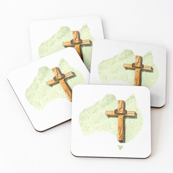 Item preview, Australia and a Christian Cross with a Crown of Thorns designed and sold by TheKingdomAttic.