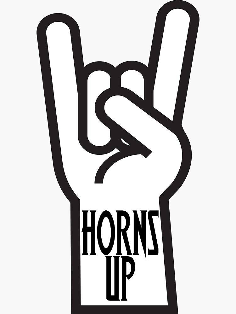 "Horns Up" Sticker for Sale by creepyjoe Redbubble