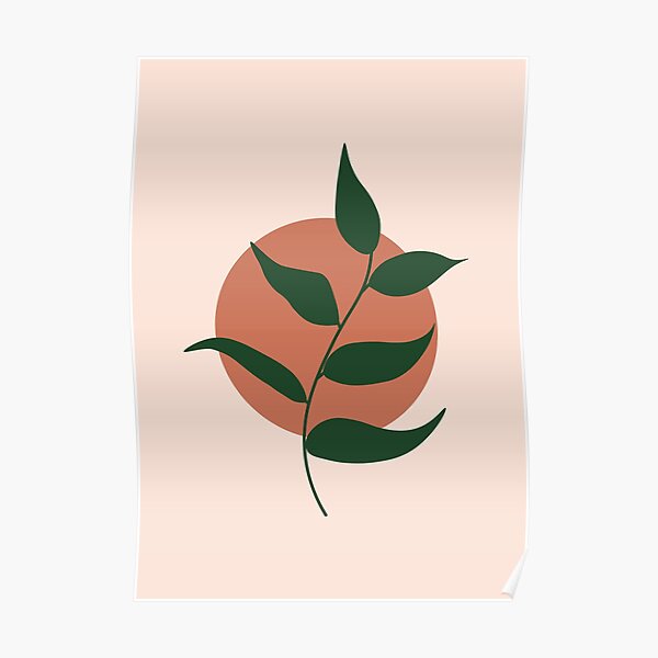Boho terracota leaf art Poster
