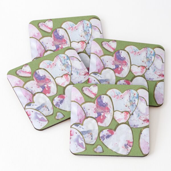 Item preview, Marbled Hearts on Green designed and sold by LymphomaLass.