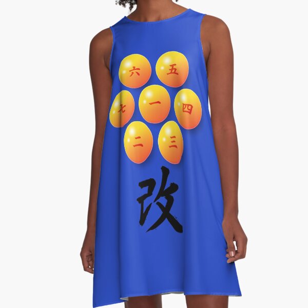 Bolas de dragón con números en japonés y el kanji de KAI (改) Vestido acampanado