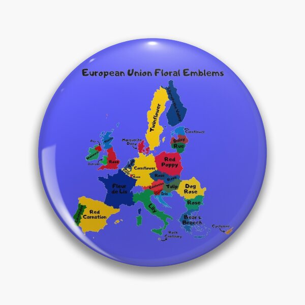Item preview, European Union Floral Emblems Colorful Map designed and sold by InVisibleColors.