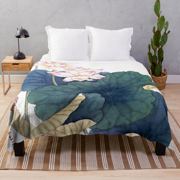 Item preview, Chinese Art Print - Lotus Stems Water Lilies with Swallows Birds designed and sold by Kallandra.