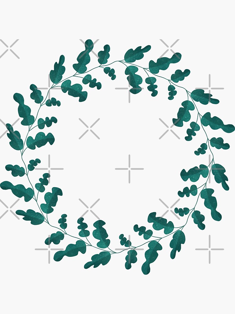 Thumbnail 3 of 3, Sticker, Wreath with green leaves. designed and sold by Victoria Riabov.