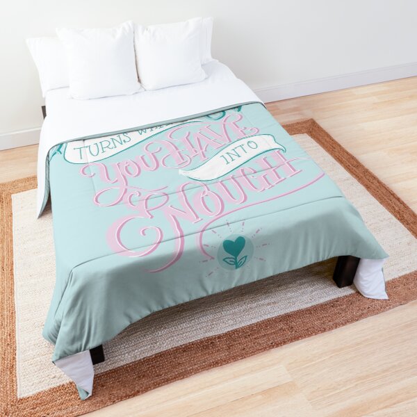 Gratitude quote - pink and mint Comforter
