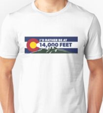 Colorado - I'd Rather Be at 14,000 Feet (long) Unisex T-Shirt
