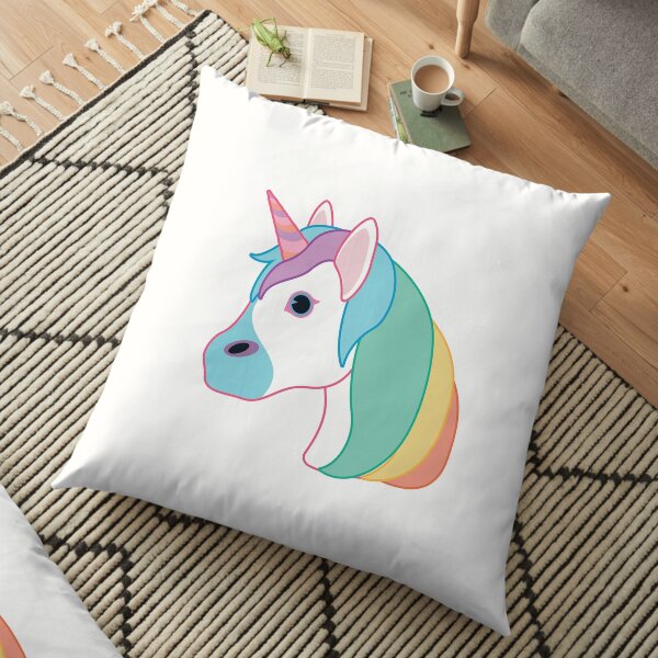 Rainbow Unicorn Emoji Floor Pillow