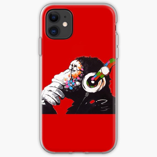 Banksy - Mono con auriculares Funda blanda para iPhone