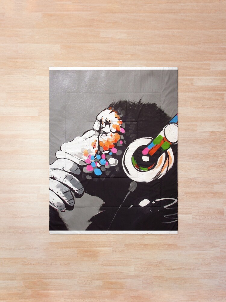 Alternate view of Banksy - Monkey with Headphones Comforter