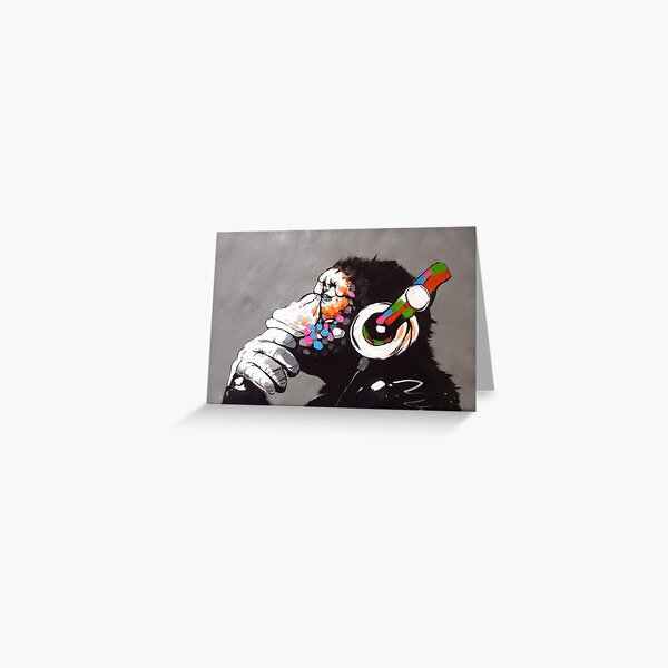 Banksy - Monkey with Headphones  Greeting Card