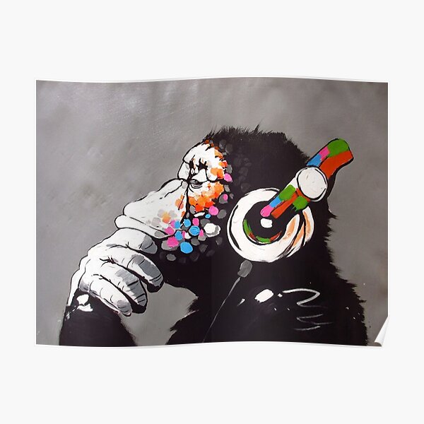 Banksy - Mono con auriculares Póster