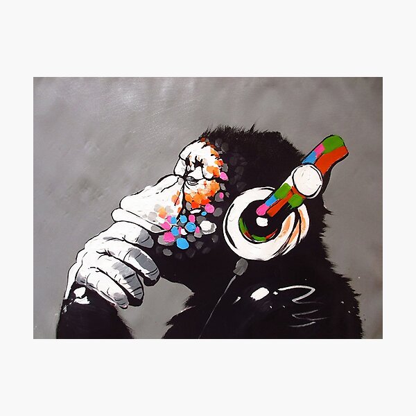 Banksy - Singe avec un casque Impression photo