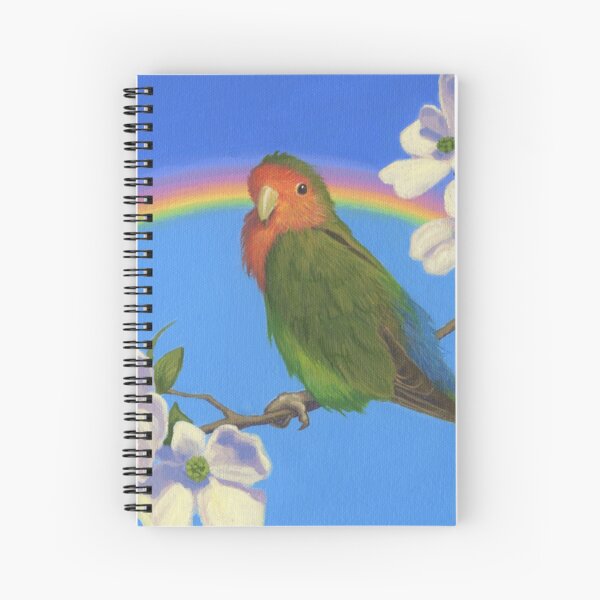 Peach Faced Rainbow - Lovebird - Art by Greg Hildebrandt Spiral Notebook