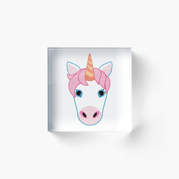 Pink Unicorn Emoji Acrylic Block
