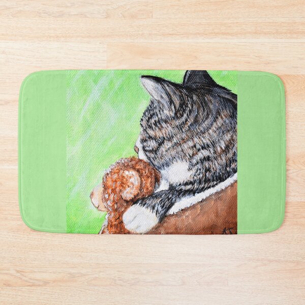 Item preview, Cat and his Bear in the Window Painting designed and sold by Art by Kirsten Sneath.