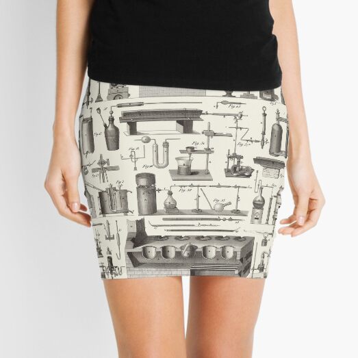 Vintage Science and Engineering Poster: Antique Chemistry Mini Skirt