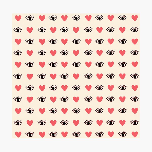 Item preview, Simple Pink Hearts and Black Eyes Cartoon Pattern designed and sold by FortuneTee.