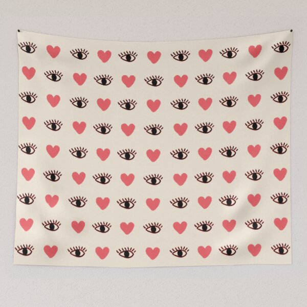 Item preview, Simple Pink Hearts and Black Eyes Cartoon Pattern designed and sold by FortuneTee.