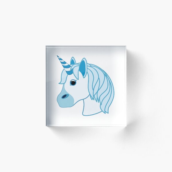Blue Unicorn Emoji Acrylic Block