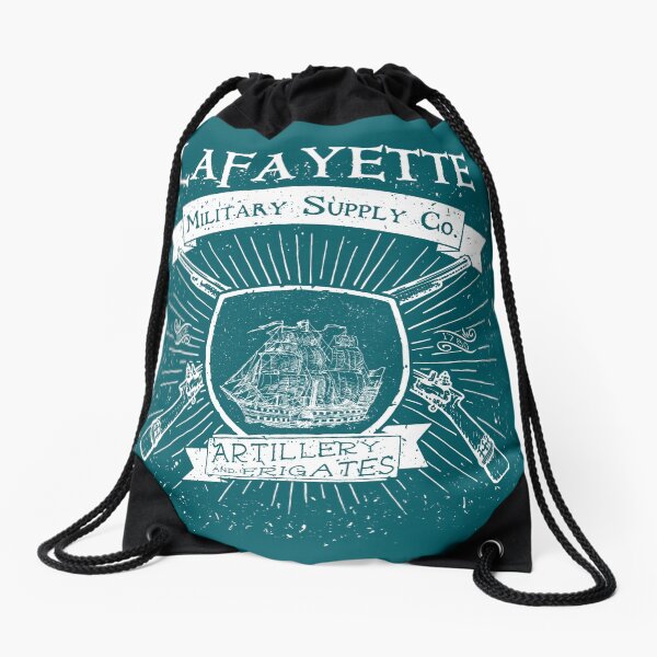 Guns and Ships - White Drawstring Bag