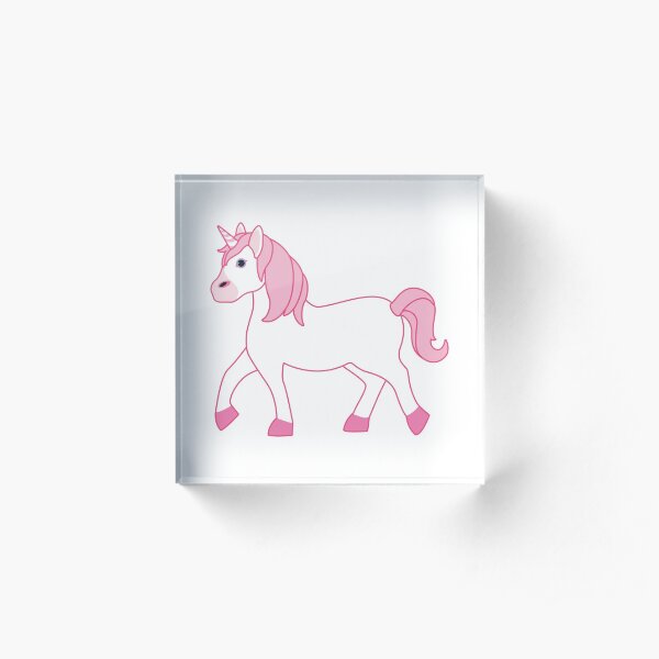 Pink Unicorn Emoji Acrylic Block