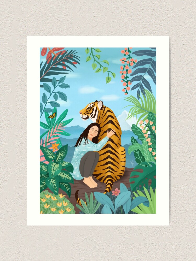Alternate view of Girl with a Tiger Art Print