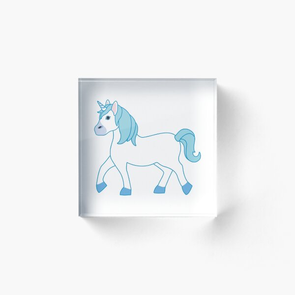 Blue Unicorn Emoji Acrylic Block