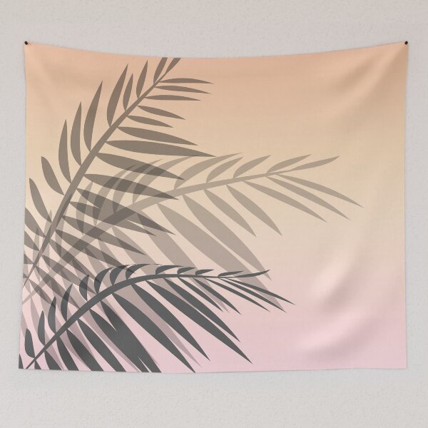 Item preview, Palm exotic jungle leaves summer sunset pastel colors pink beige blush designed and sold by fuzzyfox.