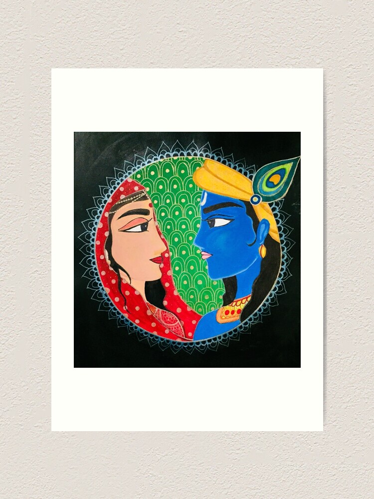 Indian Art - Acrylic Painting - Radha Krishna 2 - Canvas Prints by