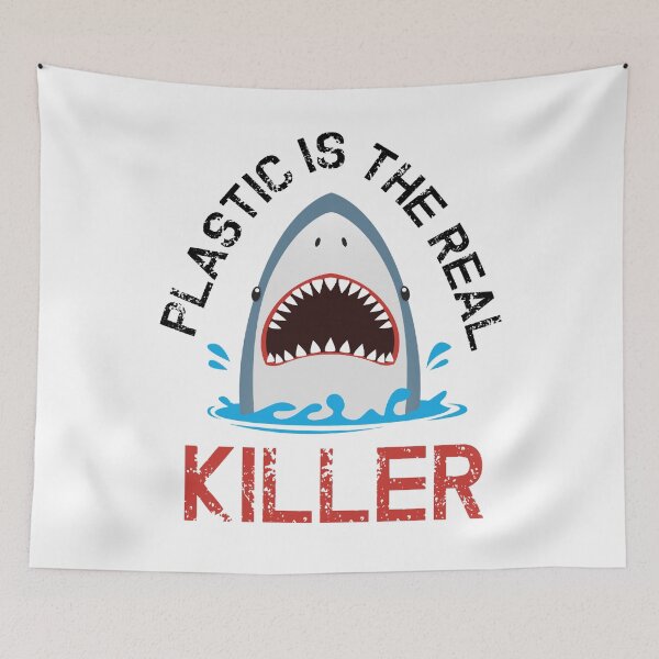 Item preview, Say No To Plastic Free Anti Plastic Straw Ban Shark Activist  designed and sold by The Junto Shop.