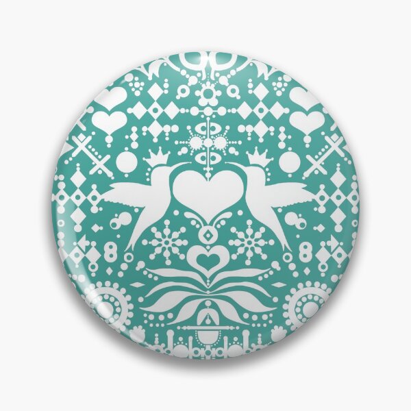 Item preview, A Hummingbird's confession - modern graphic design - original Swedish folk art - folksy modern pattern in green designed and sold by smooshfaceutd.