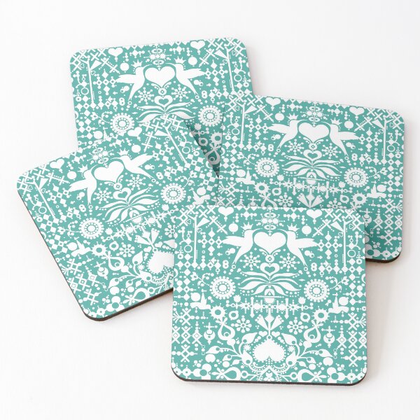 Item preview, A Hummingbird's confession - modern graphic design - original Swedish folk art - folksy modern pattern in green designed and sold by smooshfaceutd.