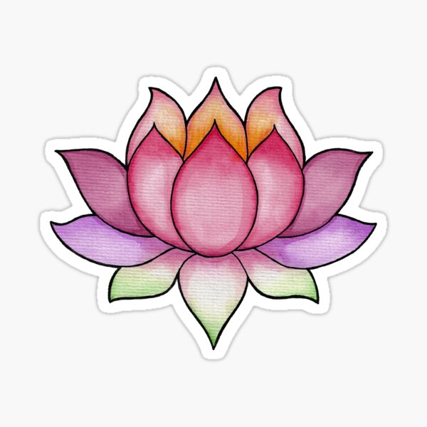 Lotusblüte pink Aquarell Sticker