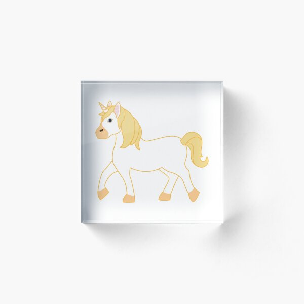 Yellow Unicorn Emoji Acrylic Block