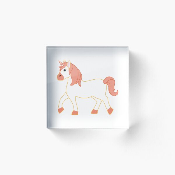 Orange Unicorn Emoji Acrylic Block