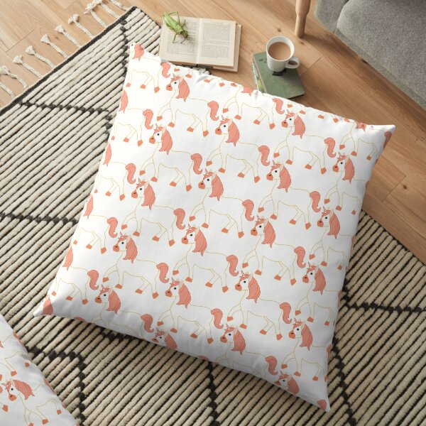 Orange Unicorn Emoji Floor Pillow