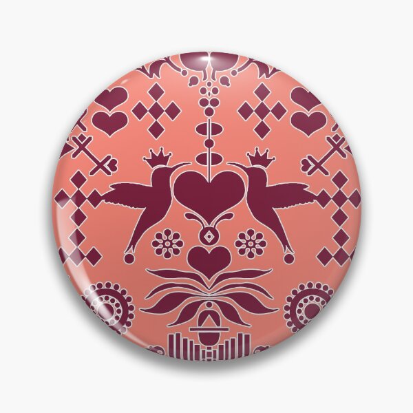 Item preview, Pink and red Hummingbird's confession - modern graphic design - original Swedish folk art - folksy modern pattern designed and sold by smooshfaceutd.