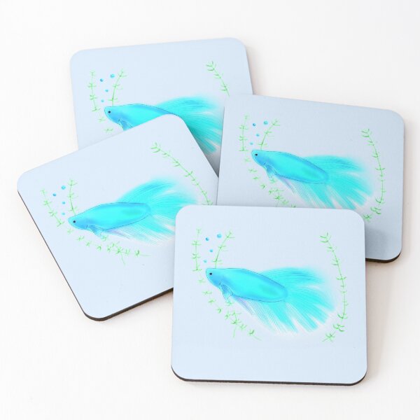 Item preview, Aesthetic Simple Betta Fish Light Blue Neon Design Logo Art  designed and sold by Marinaaa010.