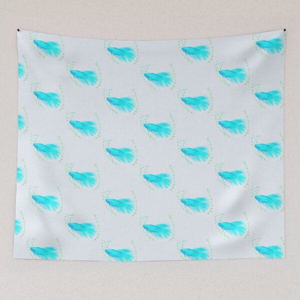 Item preview, Aesthetic Simple Betta Fish Light Blue Neon Design Logo Art  designed and sold by Marinaaa010.